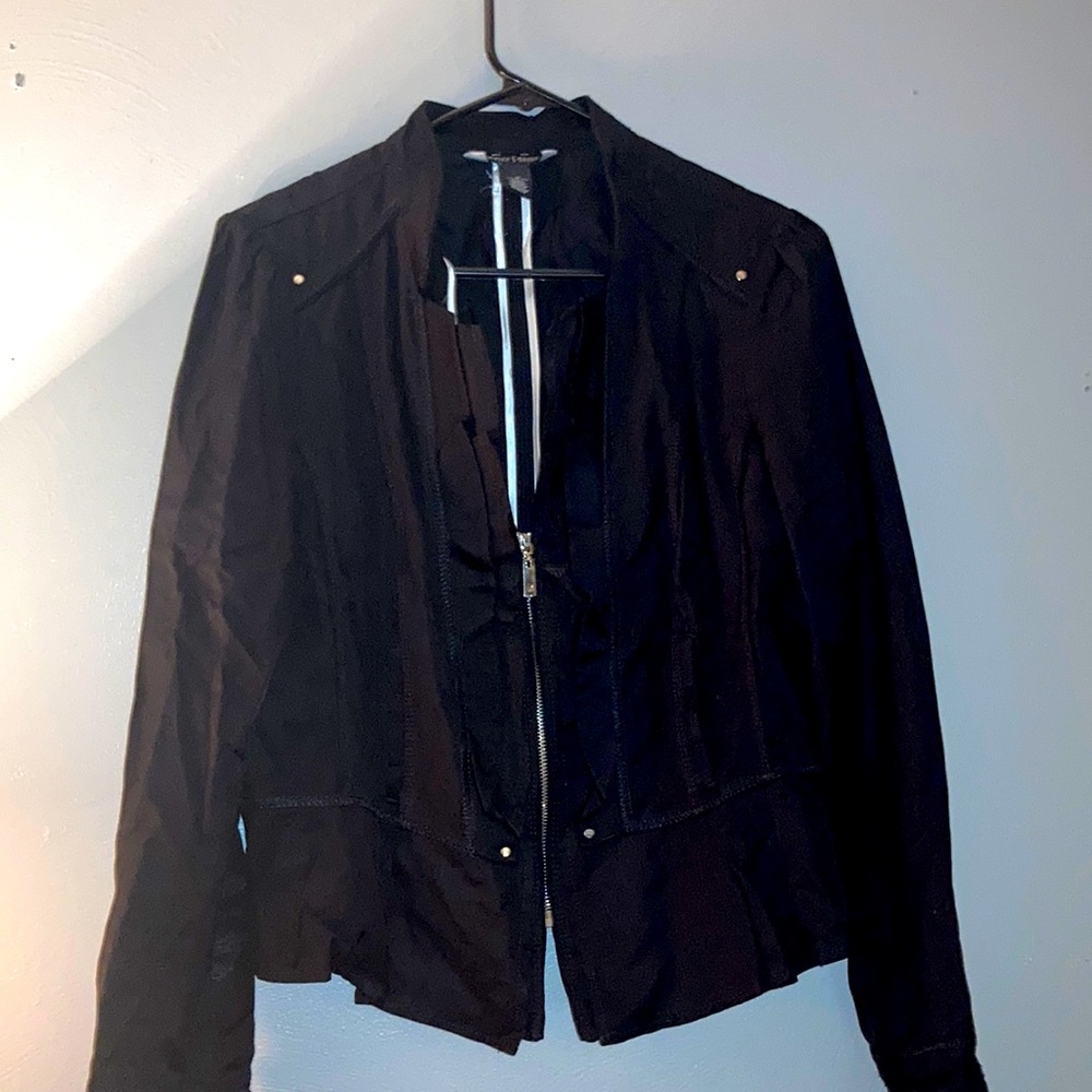 White House Black Market half zip up black coat